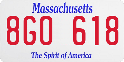 MA license plate 8GO618