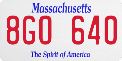 MA license plate 8GO640