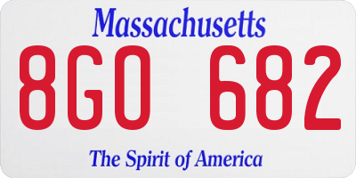 MA license plate 8GO682