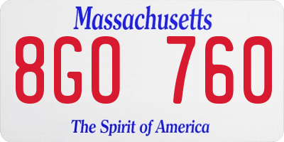 MA license plate 8GO760