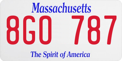 MA license plate 8GO787