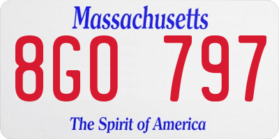 MA license plate 8GO797