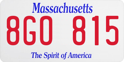 MA license plate 8GO815