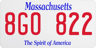 MA license plate 8GO822