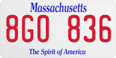 MA license plate 8GO836