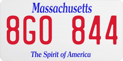 MA license plate 8GO844