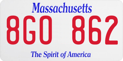 MA license plate 8GO862