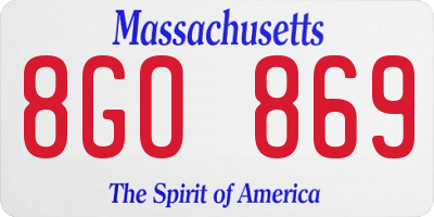 MA license plate 8GO869