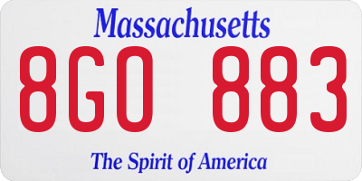MA license plate 8GO883