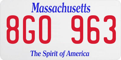MA license plate 8GO963