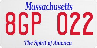MA license plate 8GP022