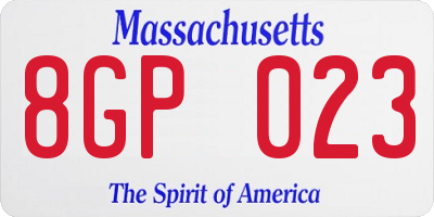 MA license plate 8GP023