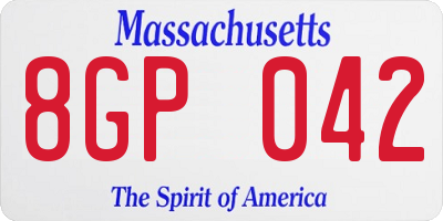 MA license plate 8GP042