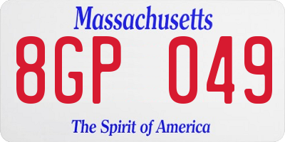 MA license plate 8GP049