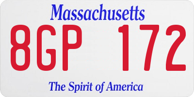 MA license plate 8GP172
