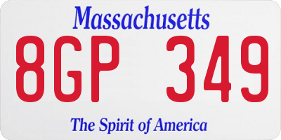 MA license plate 8GP349