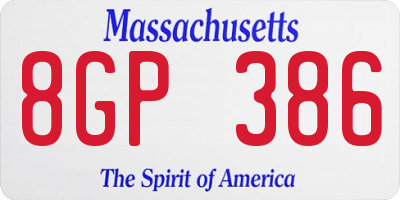 MA license plate 8GP386