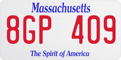 MA license plate 8GP409