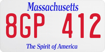 MA license plate 8GP412