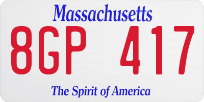 MA license plate 8GP417