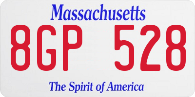 MA license plate 8GP528