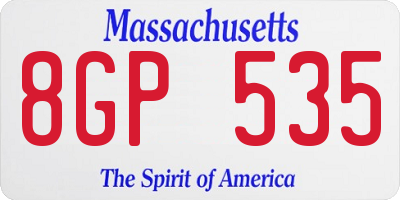 MA license plate 8GP535