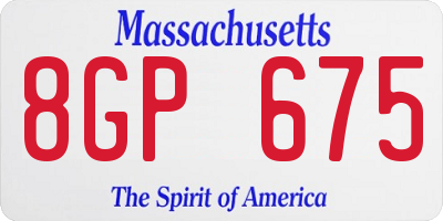 MA license plate 8GP675
