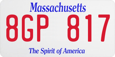 MA license plate 8GP817