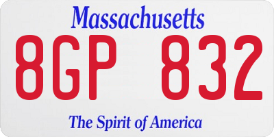 MA license plate 8GP832