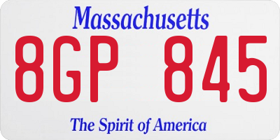 MA license plate 8GP845