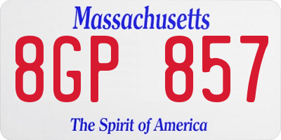 MA license plate 8GP857