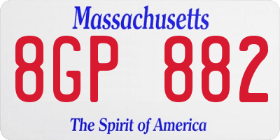 MA license plate 8GP882