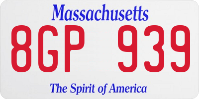 MA license plate 8GP939