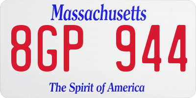 MA license plate 8GP944