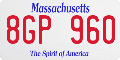 MA license plate 8GP960