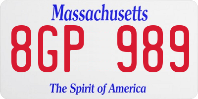 MA license plate 8GP989