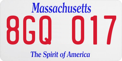 MA license plate 8GQ017