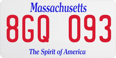MA license plate 8GQ093
