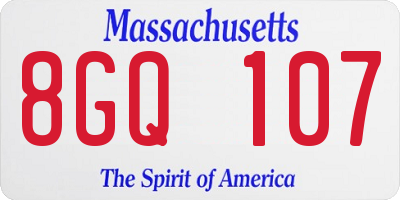 MA license plate 8GQ107