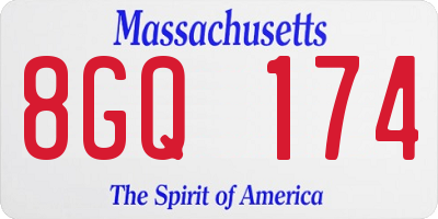 MA license plate 8GQ174