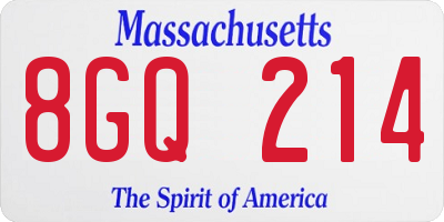 MA license plate 8GQ214