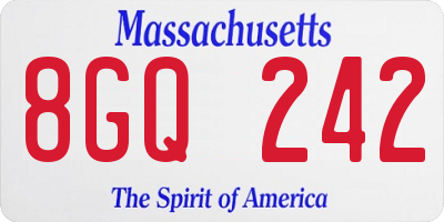 MA license plate 8GQ242