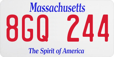 MA license plate 8GQ244