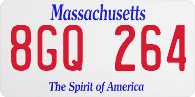 MA license plate 8GQ264