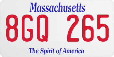 MA license plate 8GQ265