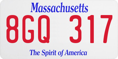MA license plate 8GQ317