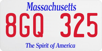 MA license plate 8GQ325