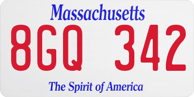 MA license plate 8GQ342