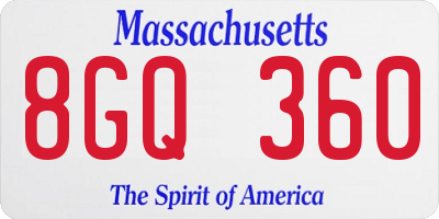 MA license plate 8GQ360