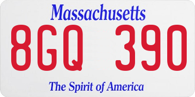 MA license plate 8GQ390